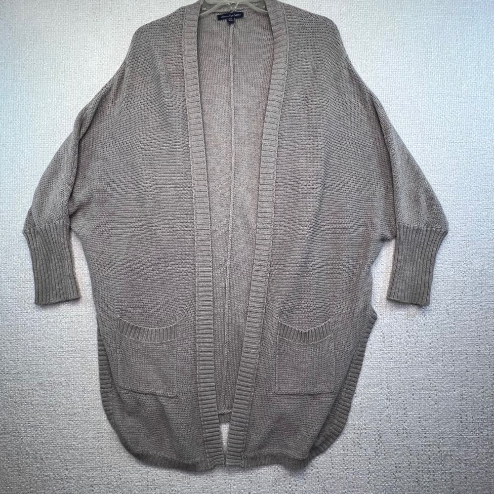 American‎ Eagle Outfitters Womens Taupe Knit Open Front Cardigan Sweater
